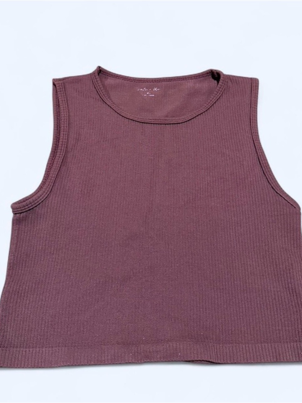 Ribbed Sleeveless Tank Top - Brown